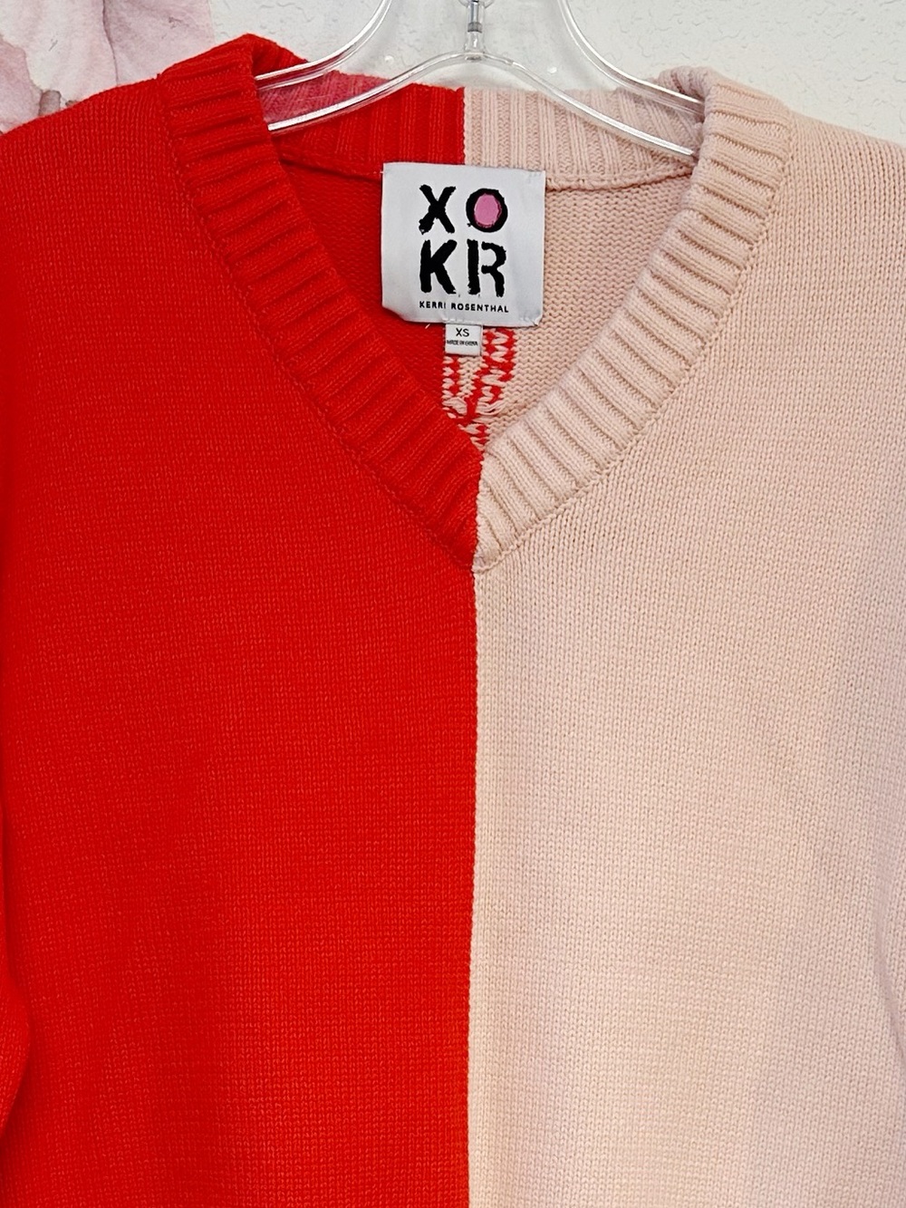 Kerri Rosenthal XOKR Color Blocked Sunburst V-neck Sweater XSmall - Picture 6 of 13